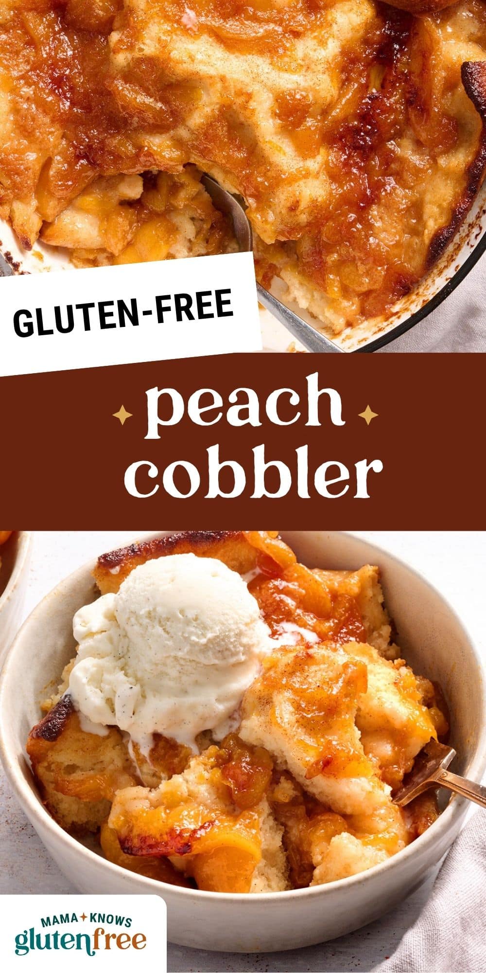 gluten-free peach cobbler pin image