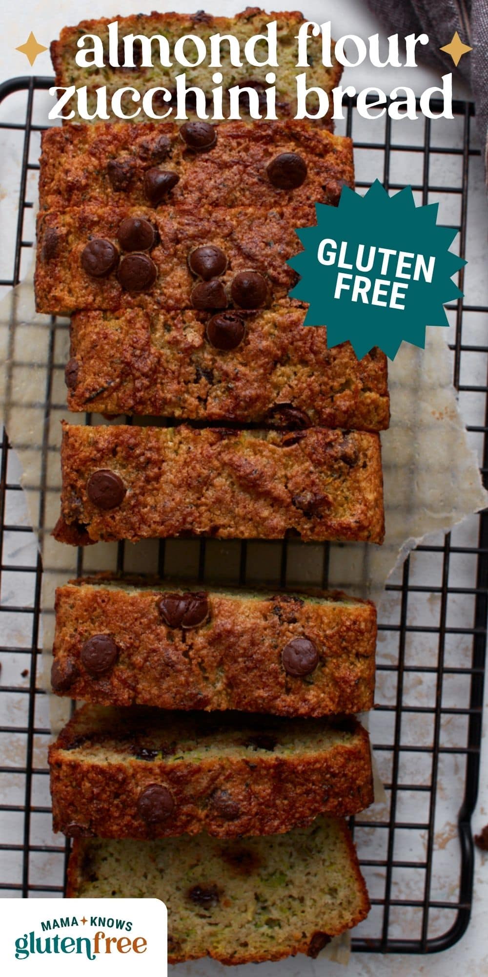 almond flour zucchini bread pin image