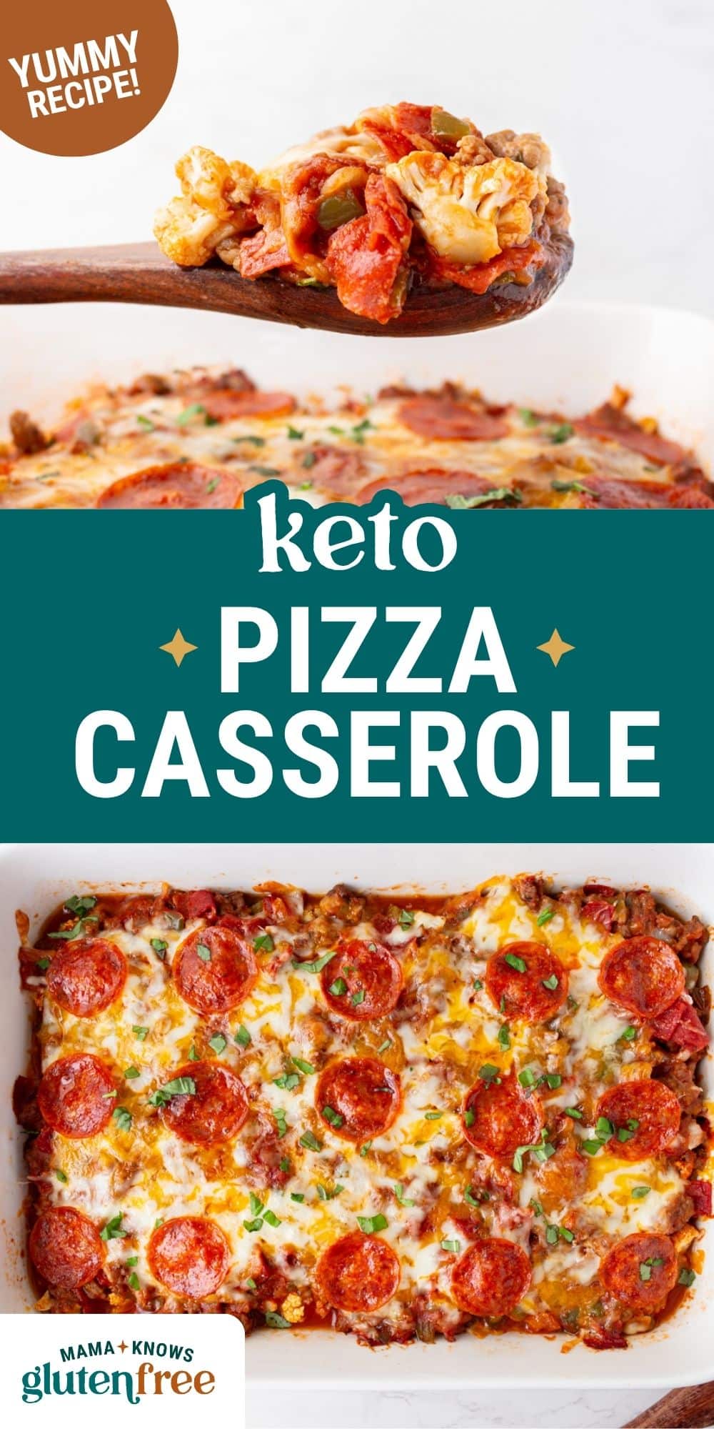keto pizza casserole pin image