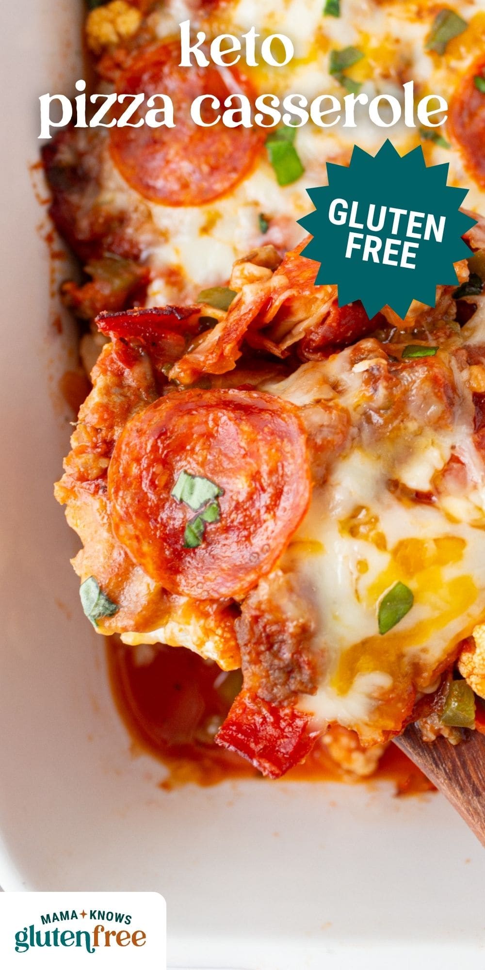 keto pizza casserole pin image