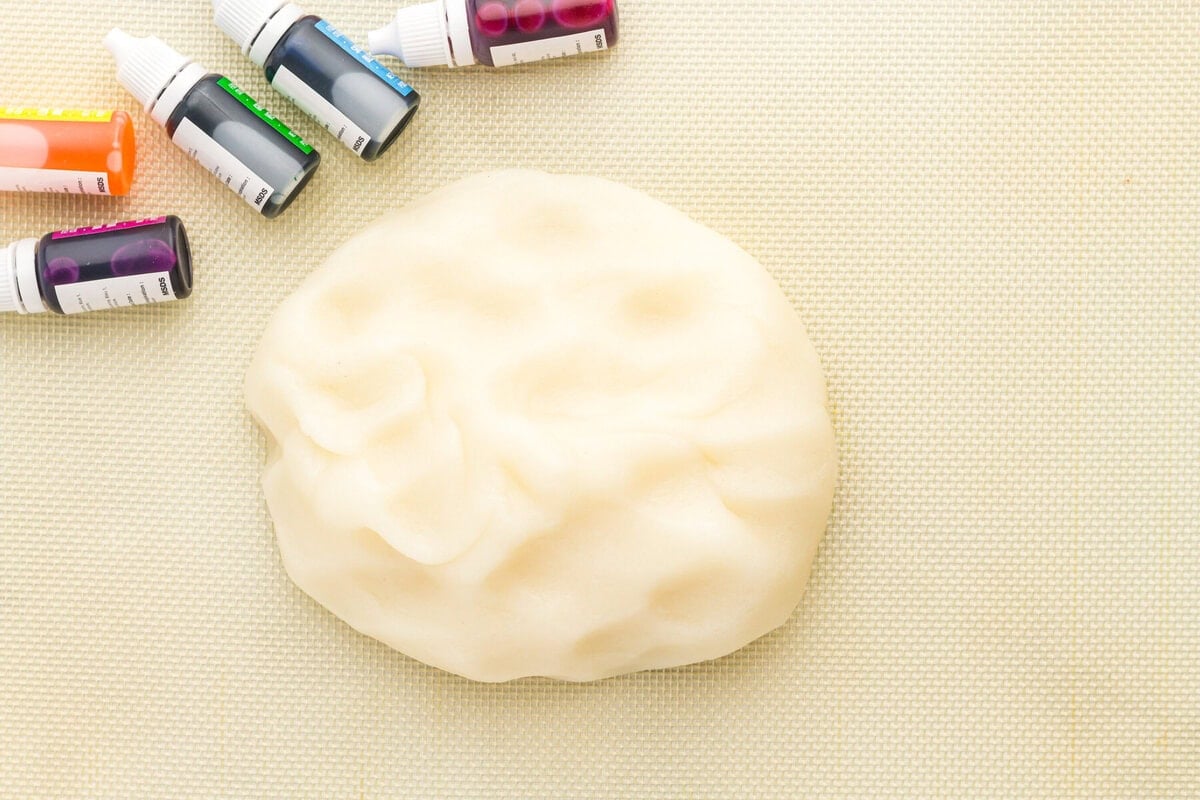 a single smooth dough ball ready to be divided and colored