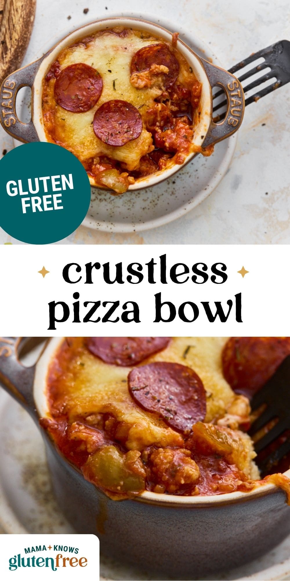 crustless pizza bowl pin image