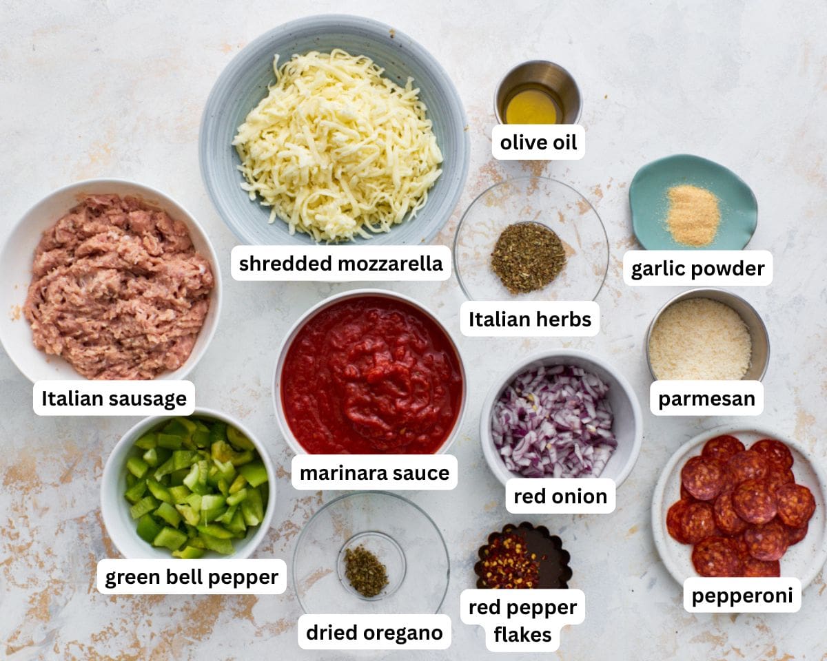 Crustless pizza bowl ingredients